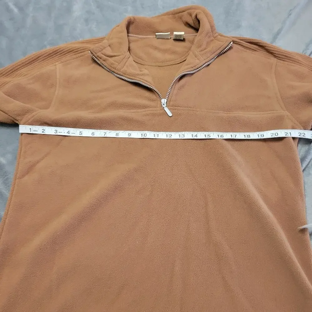 Falls Creek Quarter Zip Sweater Men Medium Brown Collared Polyester Sherpa Style